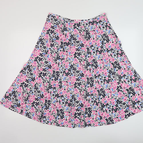 M&Co Womens Multicoloured Floral Linen A-Line Skirt Size 12 Zip