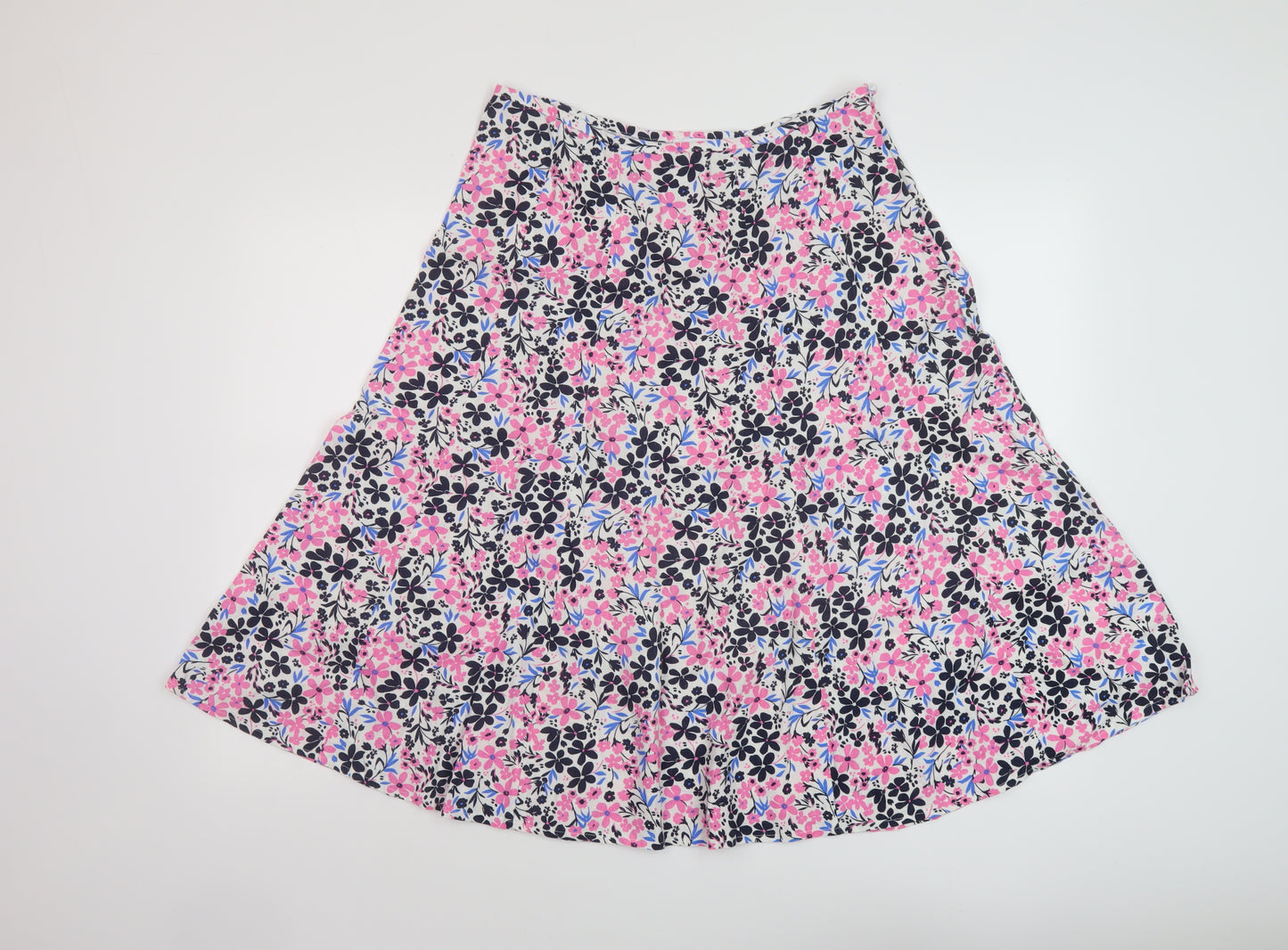 M&Co Womens Multicoloured Floral Linen A-Line Skirt Size 12 Zip