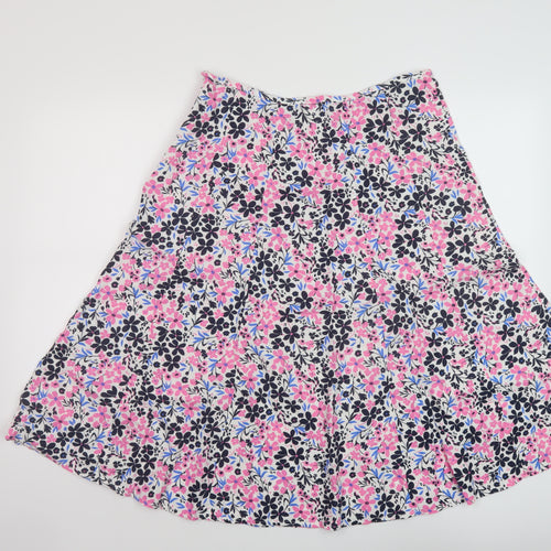 M&Co Womens Multicoloured Floral Linen A-Line Skirt Size 12 Zip