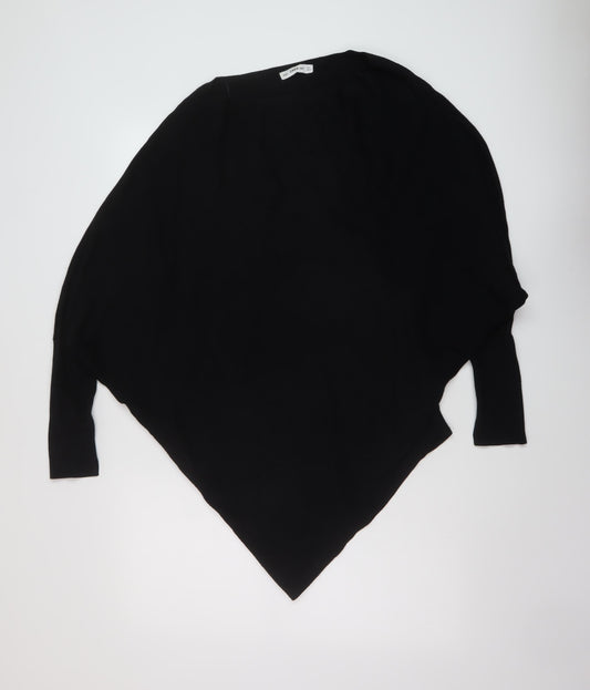 Zara Womens Black Round Neck Viscose Pullover Jumper Size L