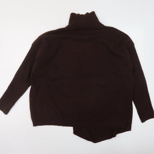 River Island Womens Brown Mock Neck Acrylic Pullover Jumper Size 12