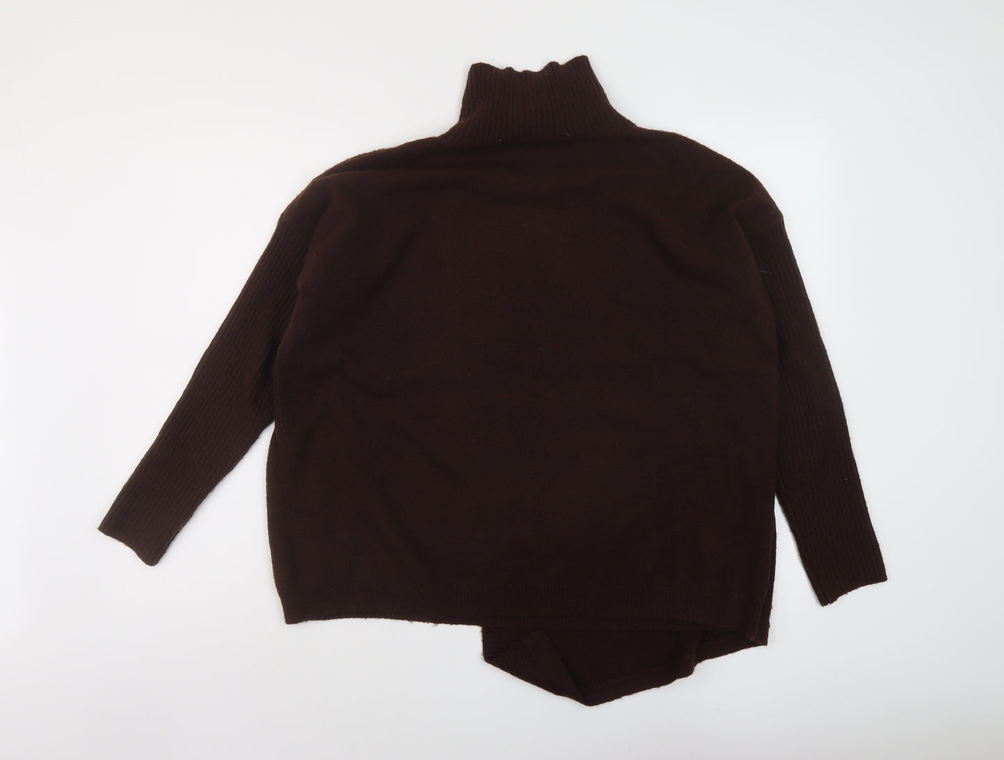 River Island Womens Brown Mock Neck Acrylic Pullover Jumper Size 12