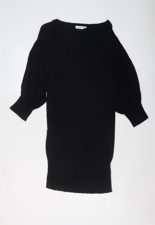 New Look Womens Black Scoop Neck Viscose Tunic Jumper Size 10