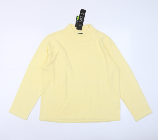 Bonmarché Womens Yellow Mock Neck Acrylic Pullover Jumper Size S