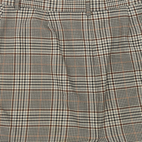 Marks and Spencer Womens Beige Plaid Polyester A-Line Skirt Size 12 Zip