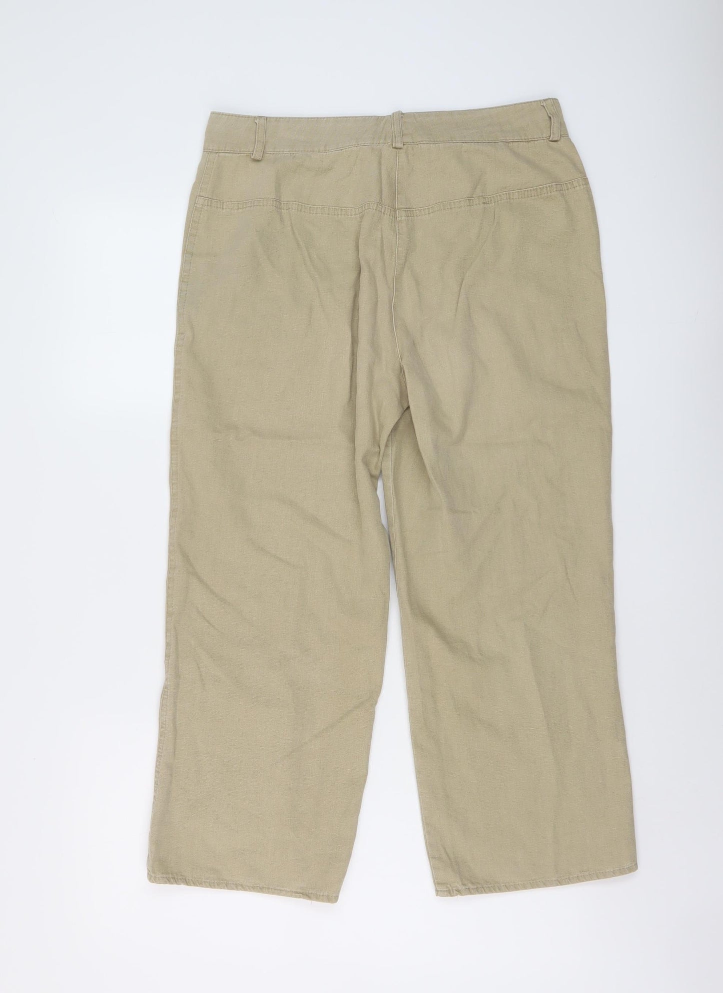 Steilmann Womens Beige Cotton Trousers Size 14 L24 in Regular Snap