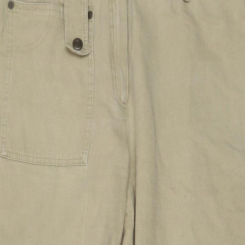 Steilmann Womens Beige Cotton Trousers Size 14 L24 in Regular Snap