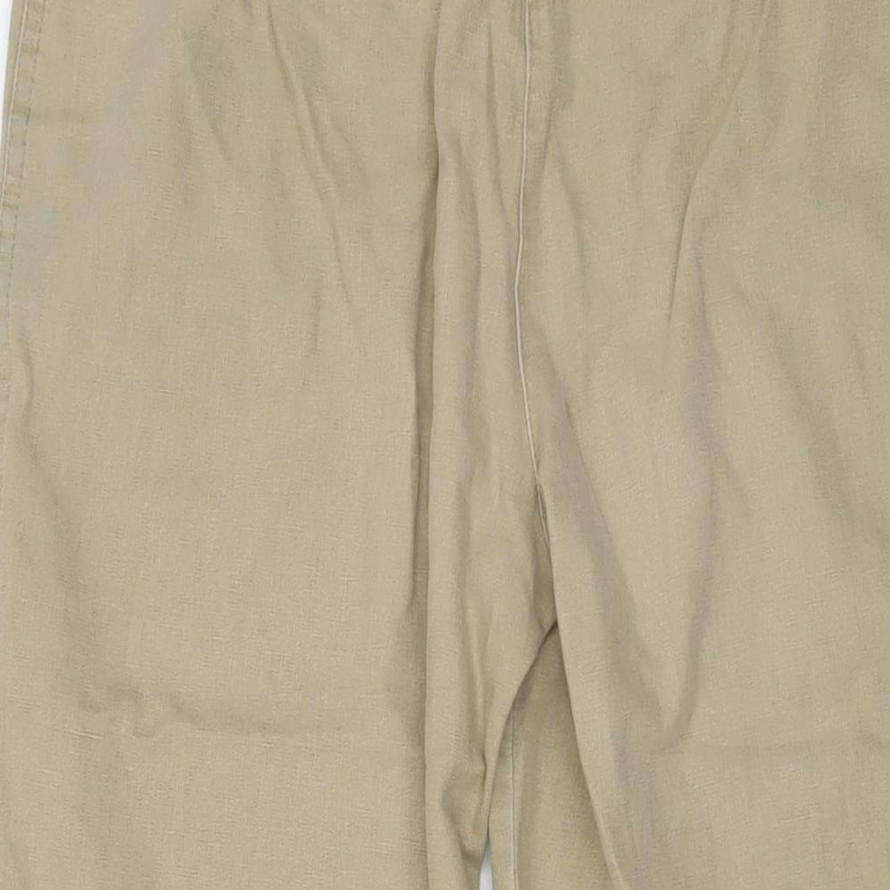 Steilmann Womens Beige Cotton Trousers Size 14 L24 in Regular Snap