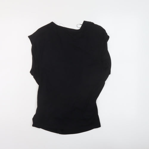 Marks and Spencer Womens Black Modal Basic Blouse Size 14 V-Neck