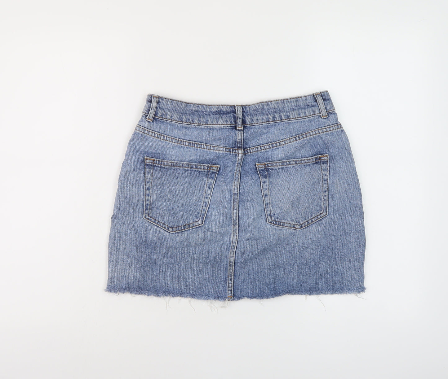 Topshop Womens Blue Cotton Mini Skirt Size 10 Button