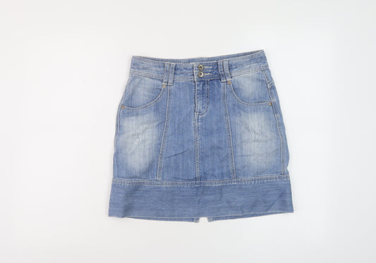 Casual Denim Womens Blue Cotton Mini Skirt Size 8 Button