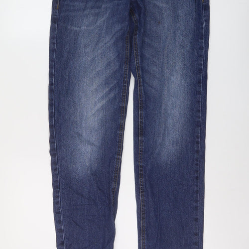 F&F Mens Blue Cotton Straight Jeans Size 30 in L32 in Regular Button