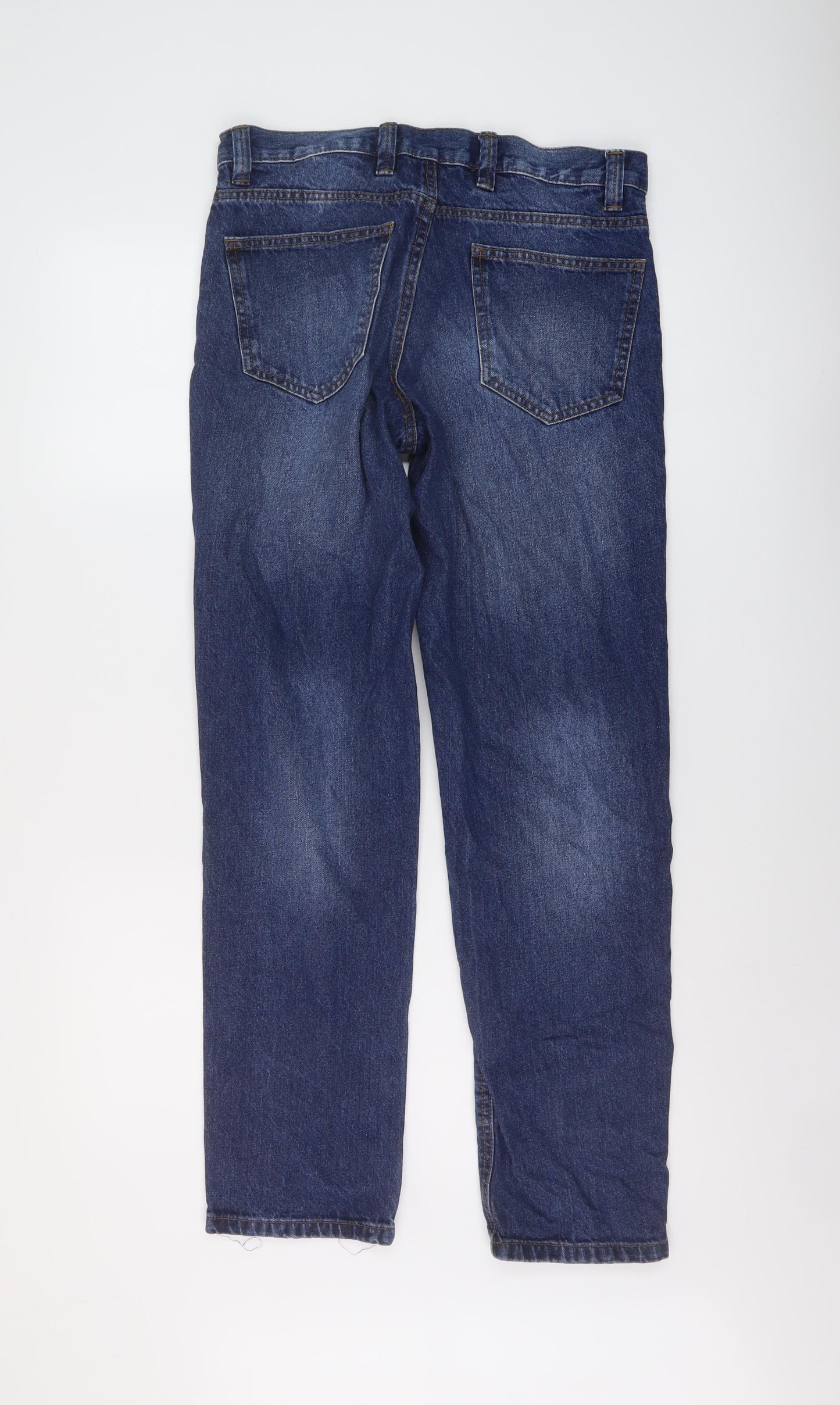 F&F Mens Blue Cotton Straight Jeans Size 30 in L32 in Regular Button