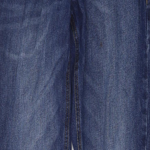 F&F Mens Blue Cotton Straight Jeans Size 30 in L32 in Regular Button