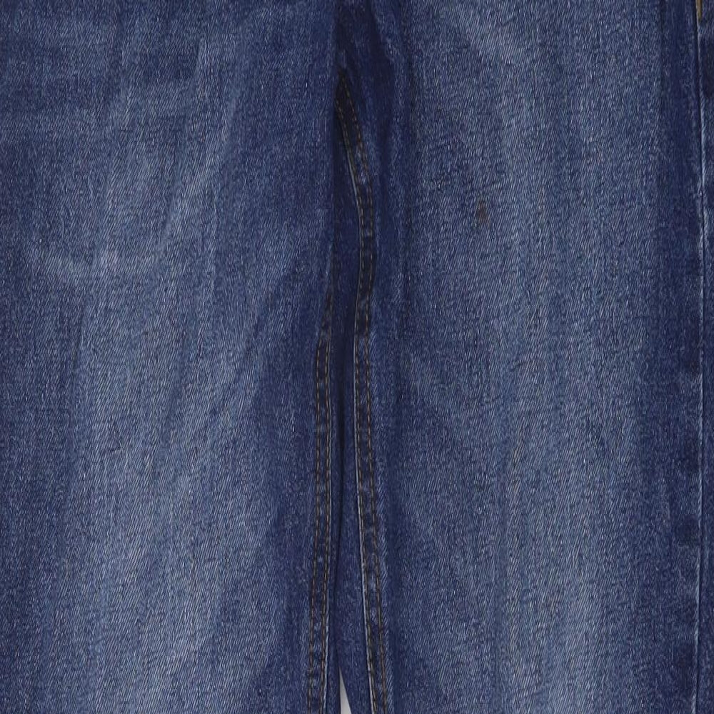 F&F Mens Blue Cotton Straight Jeans Size 30 in L32 in Regular Button