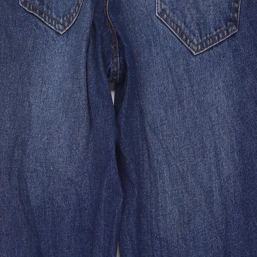 F&F Mens Blue Cotton Straight Jeans Size 30 in L32 in Regular Button