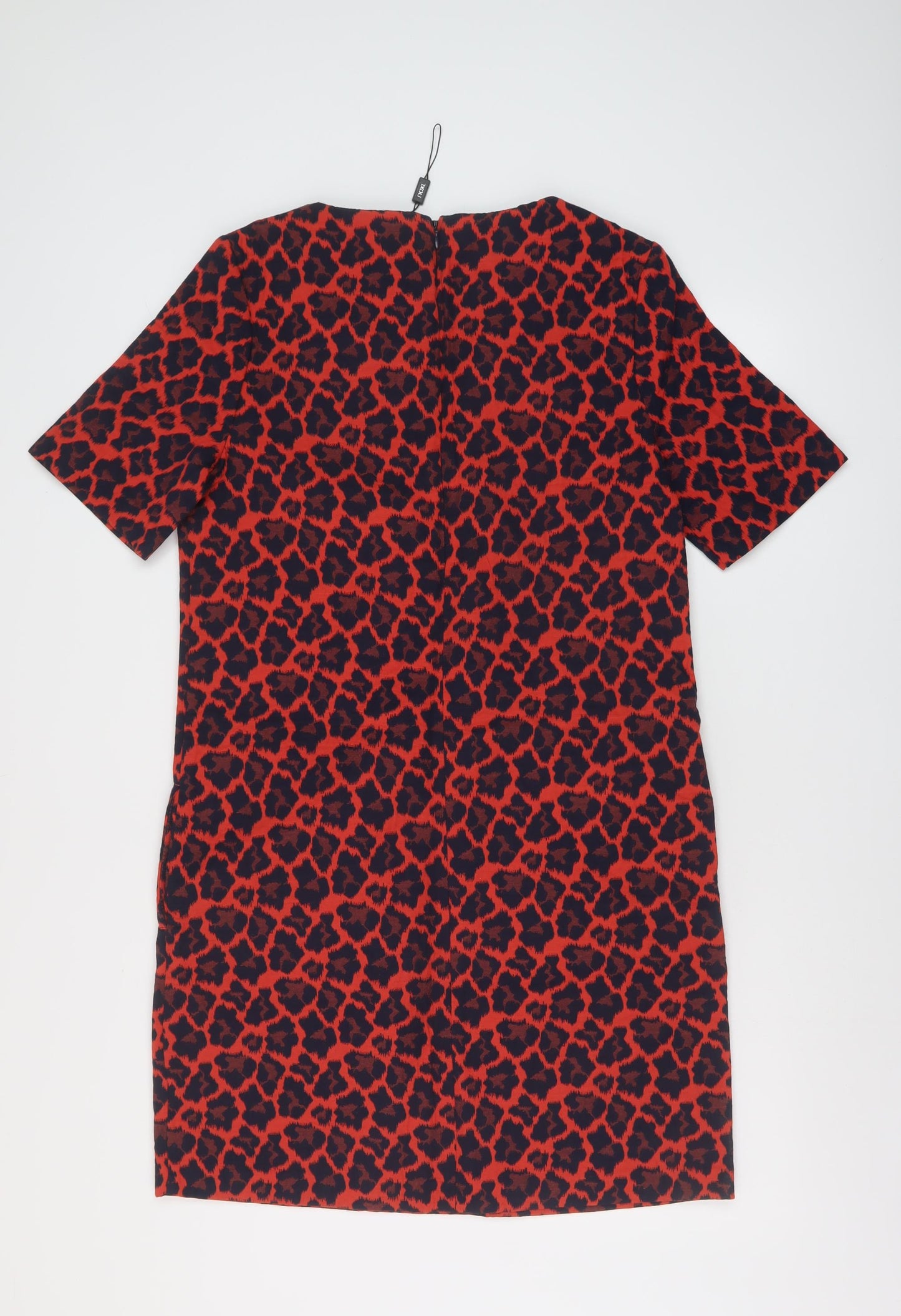 NEXT Womens Red Animal Print Cotton A-Line Size 10 Round Neck Zip