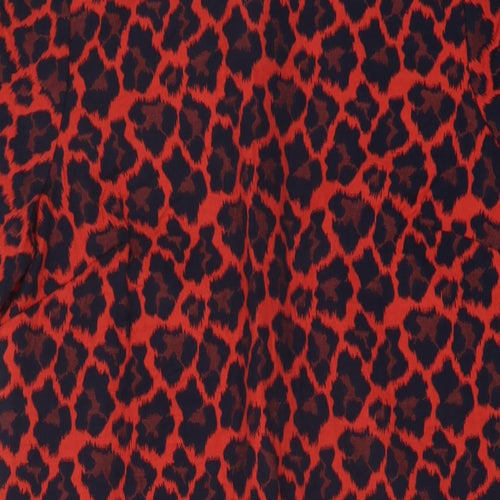 NEXT Womens Red Animal Print Cotton A-Line Size 10 Round Neck Zip