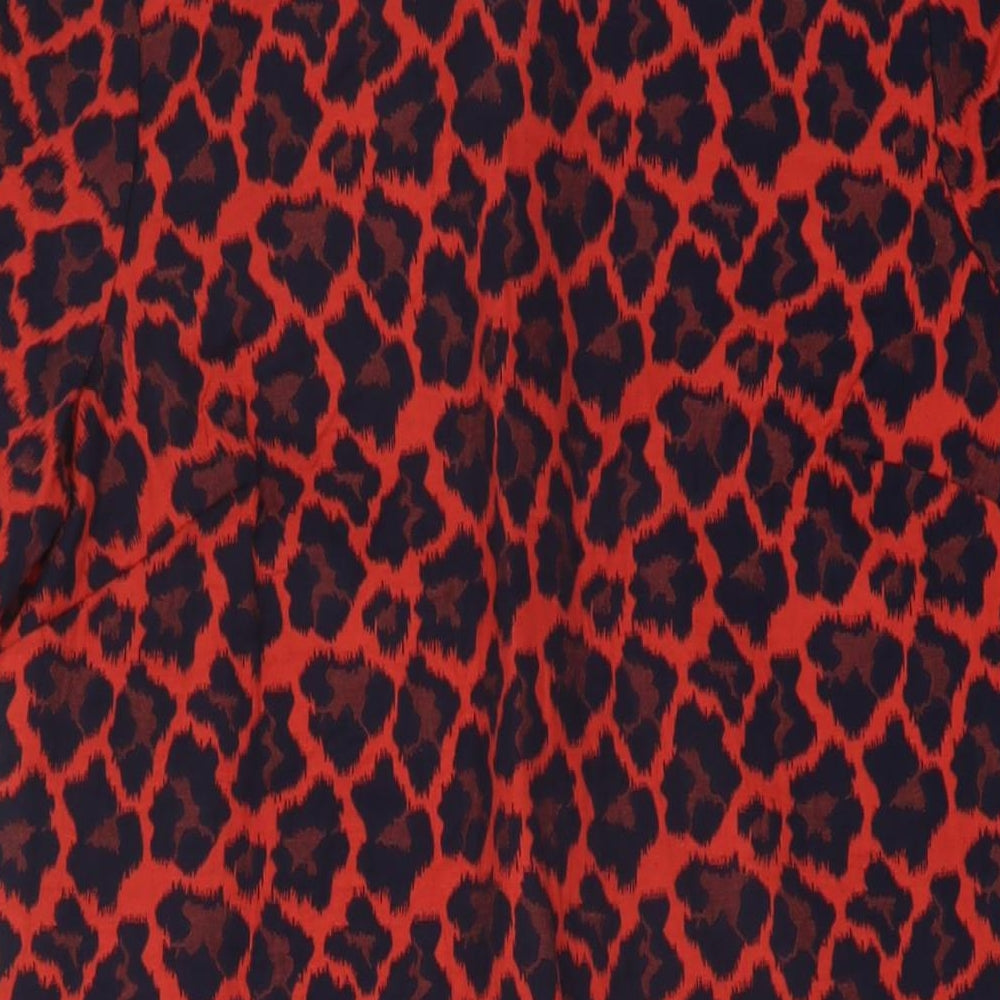 NEXT Womens Red Animal Print Cotton A-Line Size 10 Round Neck Zip