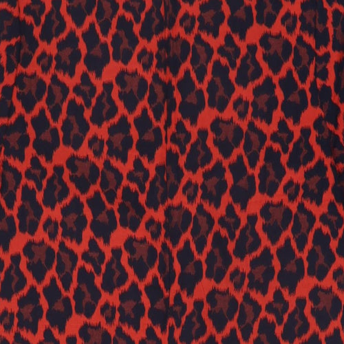 NEXT Womens Red Animal Print Cotton A-Line Size 10 Round Neck Zip