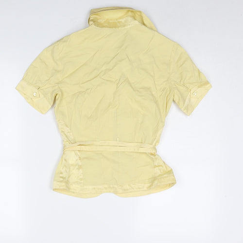 Karen Millen Womens Yellow Cotton Basic Blouse Size 10 Collared