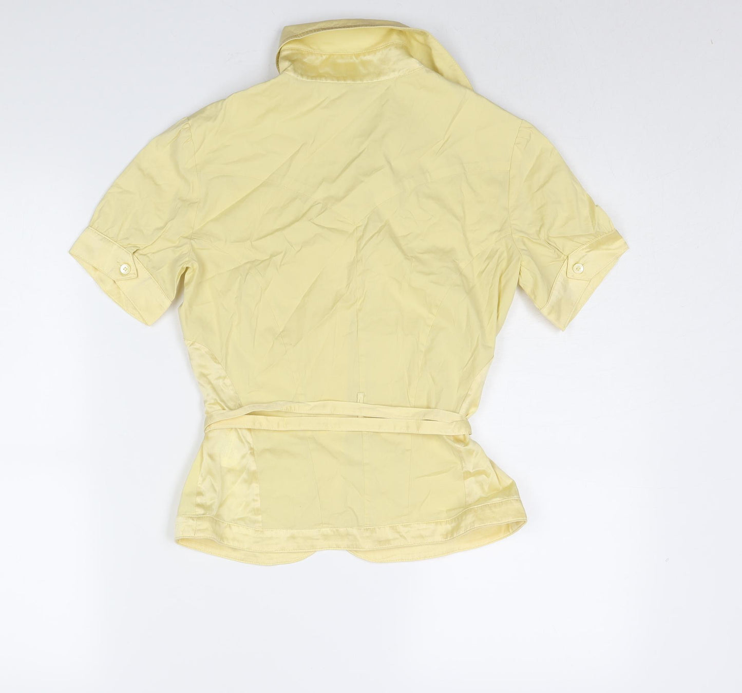 Karen Millen Womens Yellow Cotton Basic Blouse Size 10 Collared