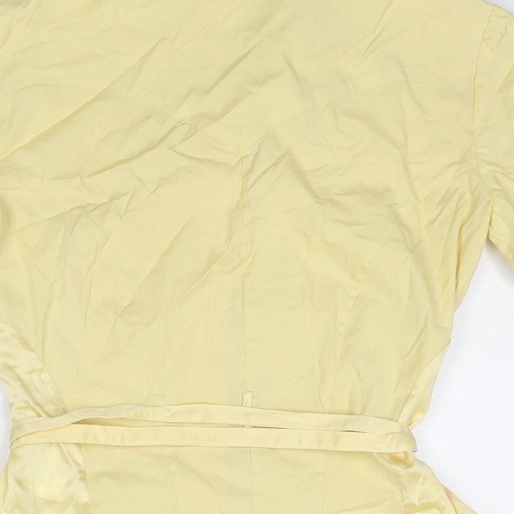 Karen Millen Womens Yellow Cotton Basic Blouse Size 10 Collared