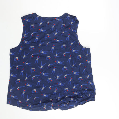 Seasalt Womens Blue Geometric Cotton Camisole Blouse Size 18 Round Neck - Swimmer Print