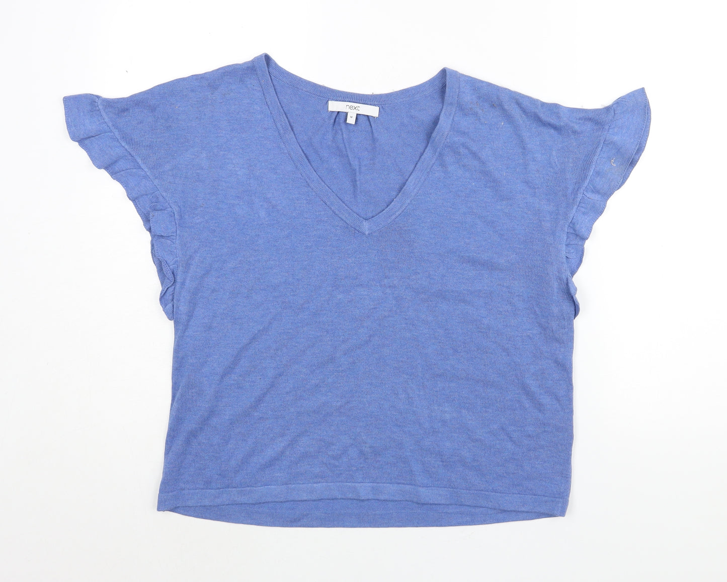 NEXT Womens Blue V-Neck Acrylic Pullover Jumper Size M - Frill