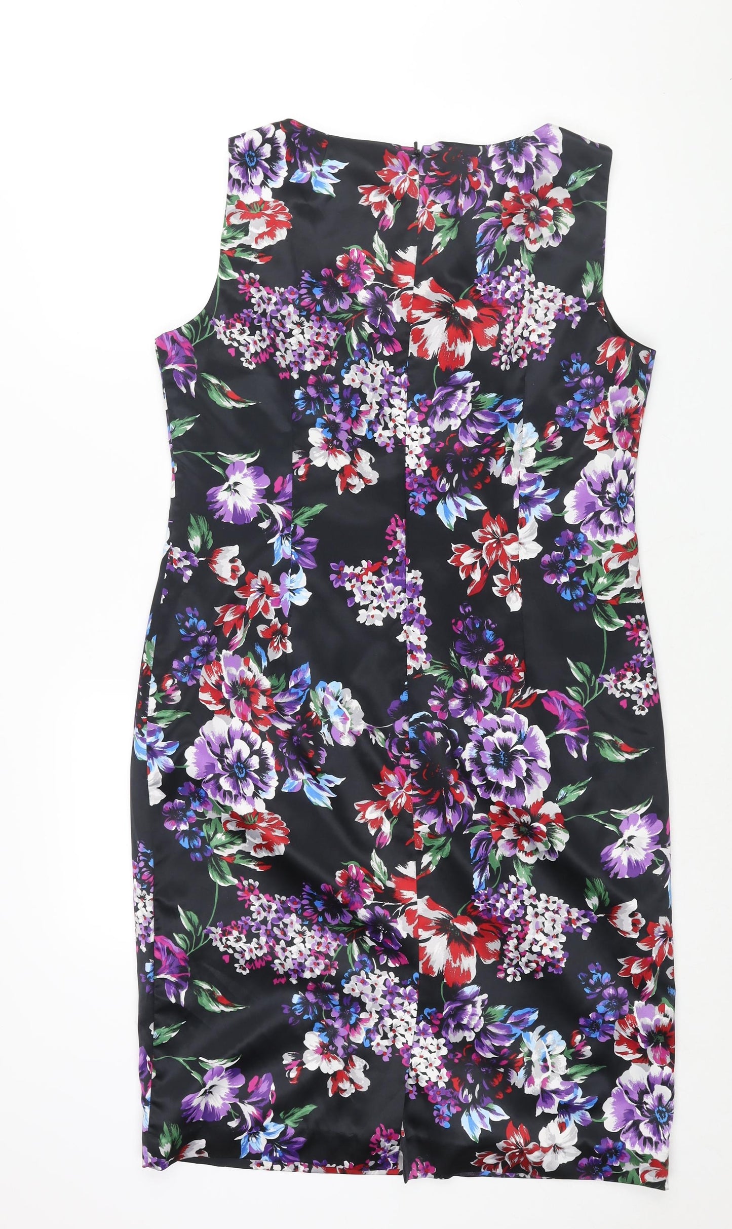 Planet Womens Multicoloured Floral Polyester Shift Size 14 Round Neck Zip