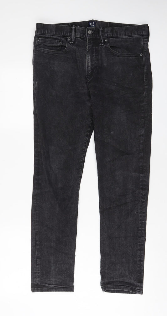 Gap Mens Black Cotton Straight Jeans Size 32 in L30 in Regular Zip