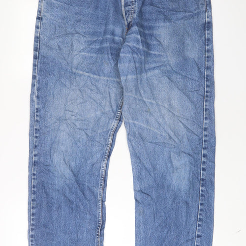 Levi's Mens Blue Cotton Straight Jeans Size 36 in L32 in Regular Button