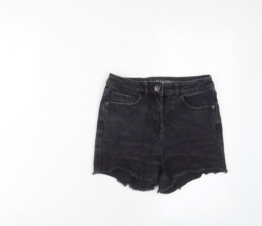 NEXT Womens Black Cotton Basic Shorts Size 6 L3 in Regular Zip