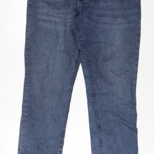 Denim & Co. Mens Blue Cotton Straight Jeans Size 36 in L32 in Regular Button