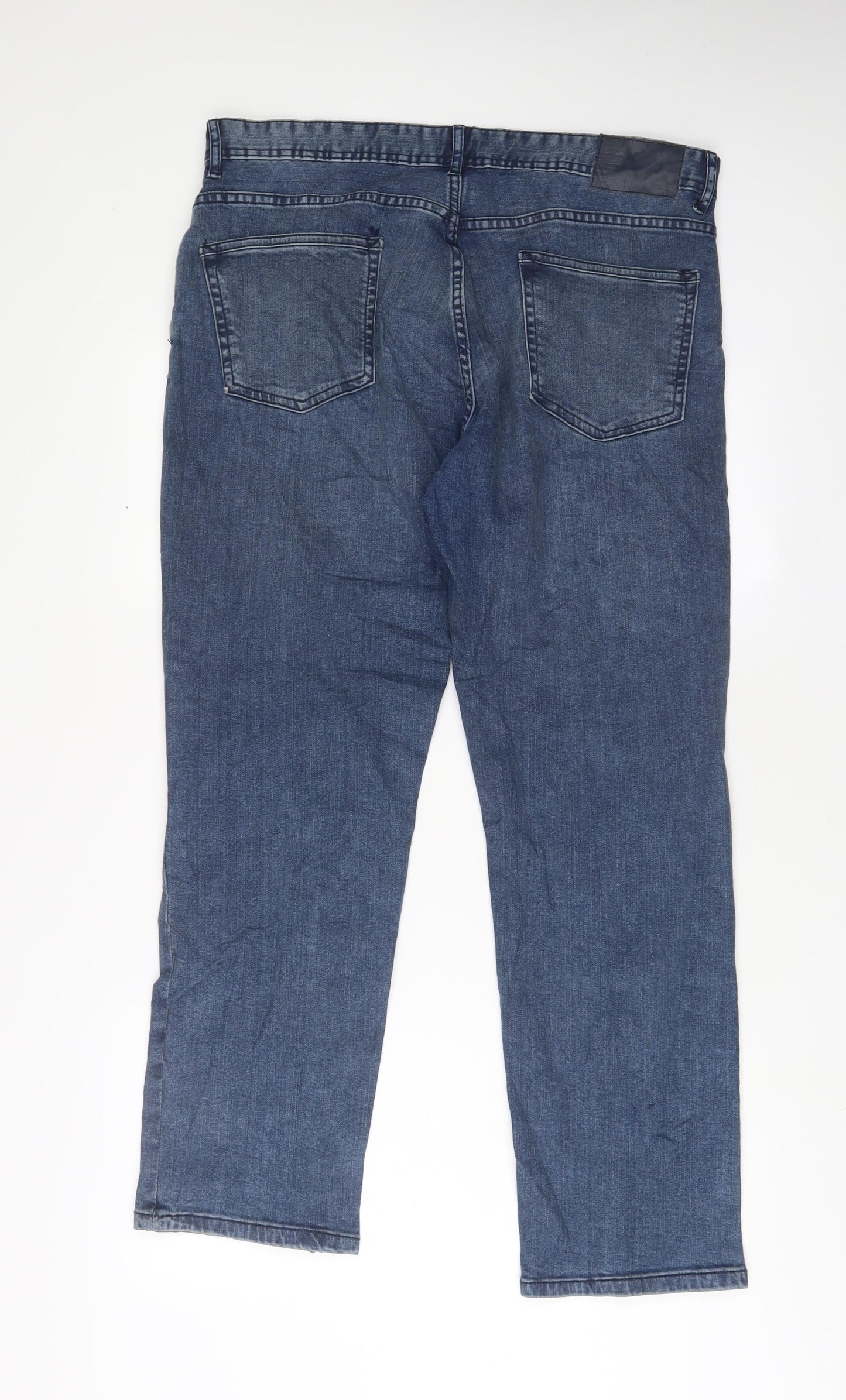 Denim & Co. Mens Blue Cotton Straight Jeans Size 36 in L32 in Regular Button