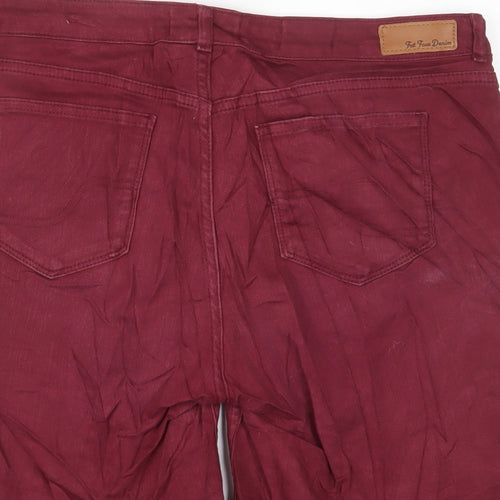 Fat Face Womens Red Cotton Basic Shorts Size 12 L6 in Regular Zip