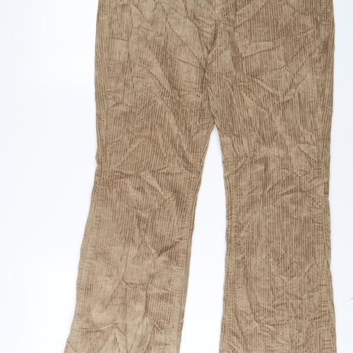 Stradivarius Womens Beige Cotton Trousers Size 10 L32 in Regular Zip