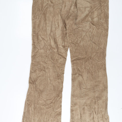 Stradivarius Womens Beige Cotton Trousers Size 10 L32 in Regular Zip