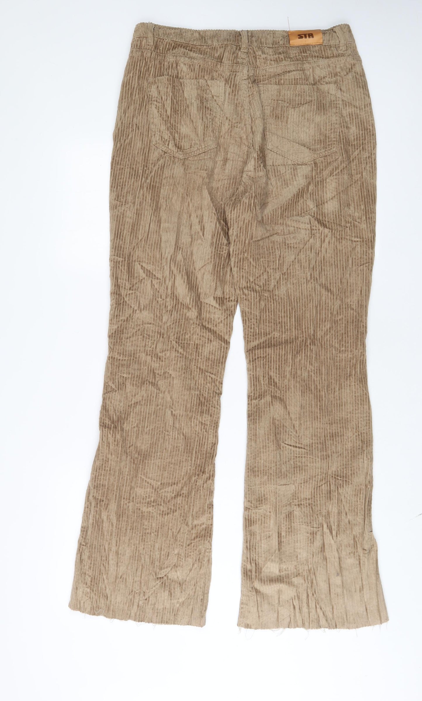 Stradivarius Womens Beige Cotton Trousers Size 10 L32 in Regular Zip