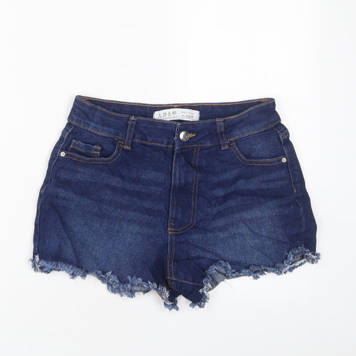 Denim & Co. Womens Blue Cotton Basic Shorts Size 8 L3 in Regular Zip