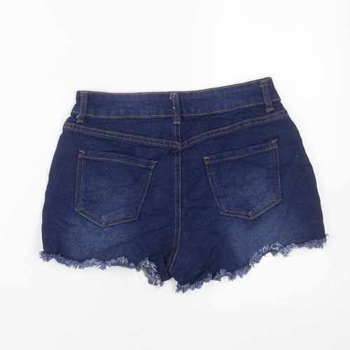 Denim & Co. Womens Blue Cotton Basic Shorts Size 8 L3 in Regular Zip