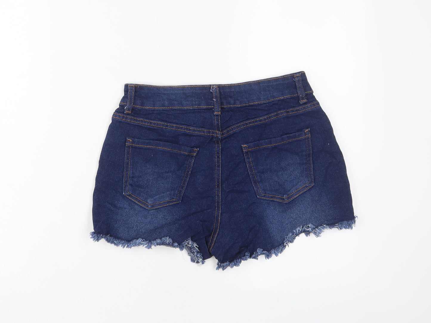 Denim & Co. Womens Blue Cotton Basic Shorts Size 8 L3 in Regular Zip