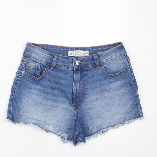 Denim & Co. Womens Blue Cotton Basic Shorts Size 8 L3 in Regular Zip