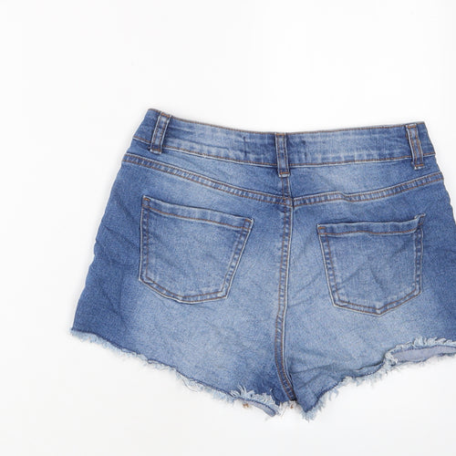 Denim & Co. Womens Blue Cotton Basic Shorts Size 8 L3 in Regular Zip