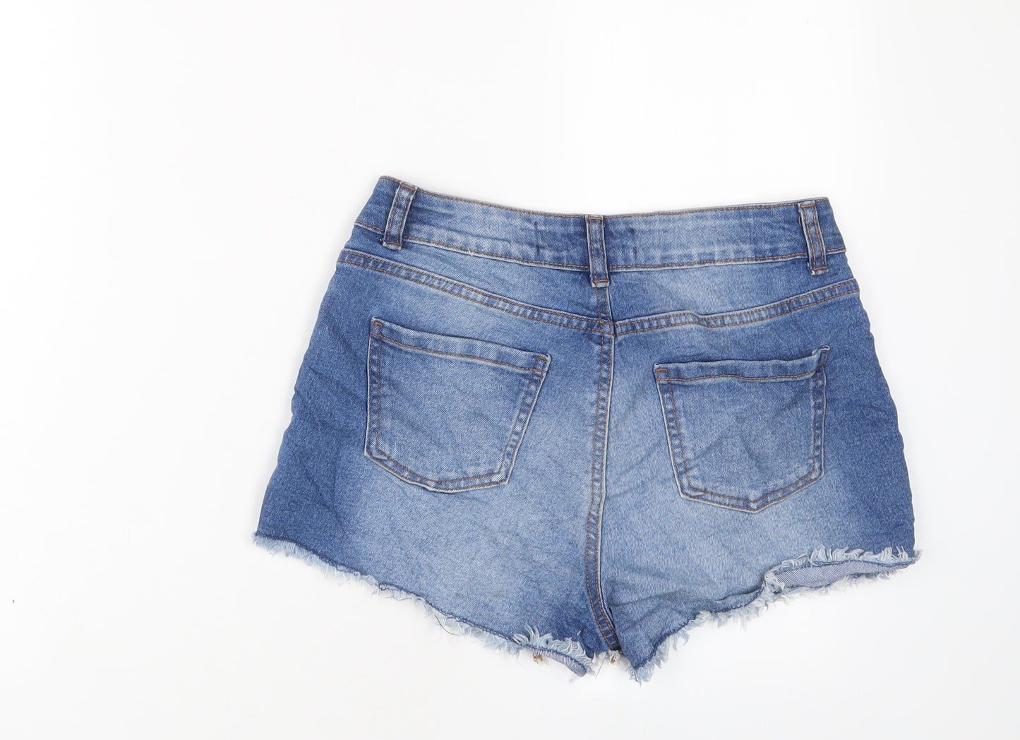 Denim & Co. Womens Blue Cotton Basic Shorts Size 8 L3 in Regular Zip