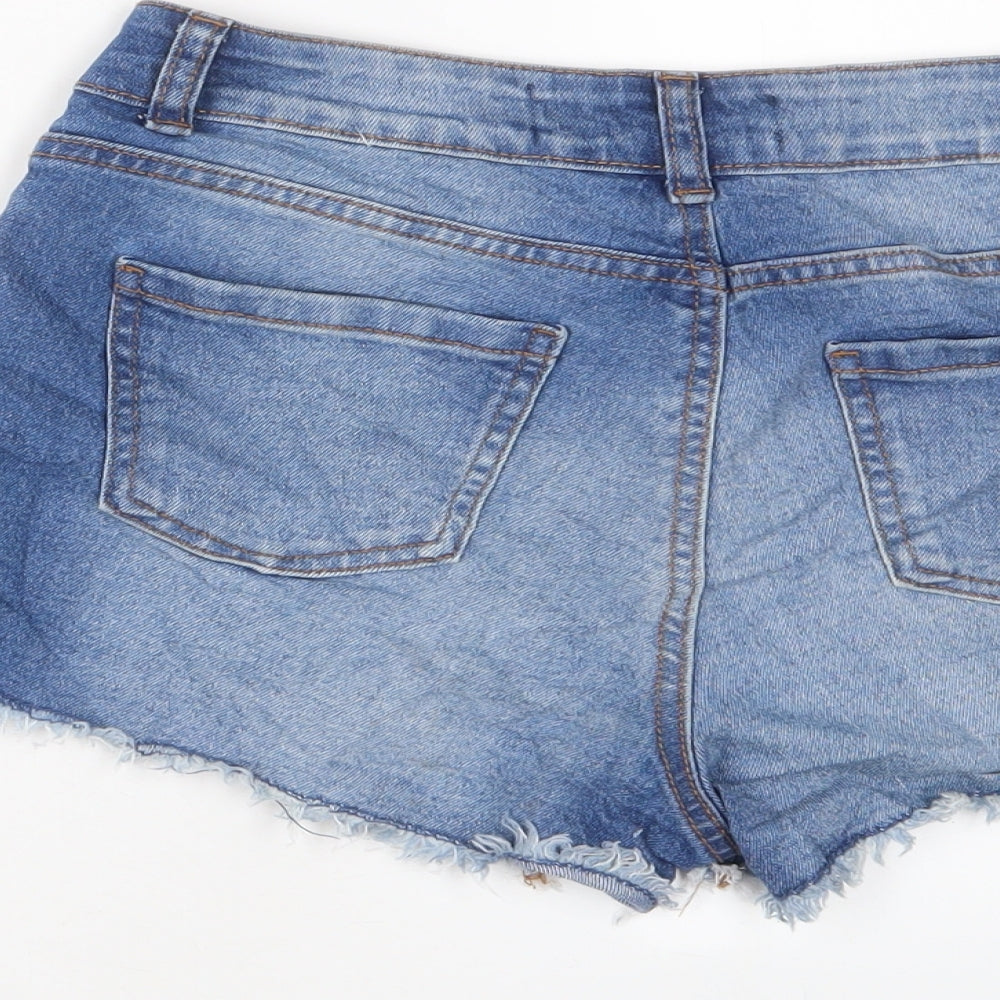 Denim & Co. Womens Blue Cotton Basic Shorts Size 8 L3 in Regular Zip