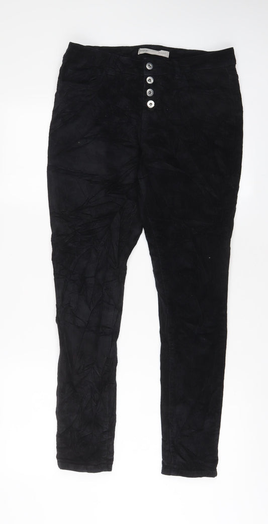 George Womens Black Cotton Trousers Size 12 L29 in Regular Button