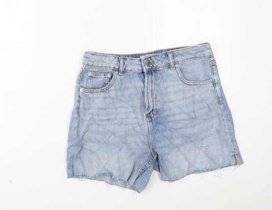 Denim & Co. Womens Blue Cotton Basic Shorts Size 12 L4 in Regular Zip