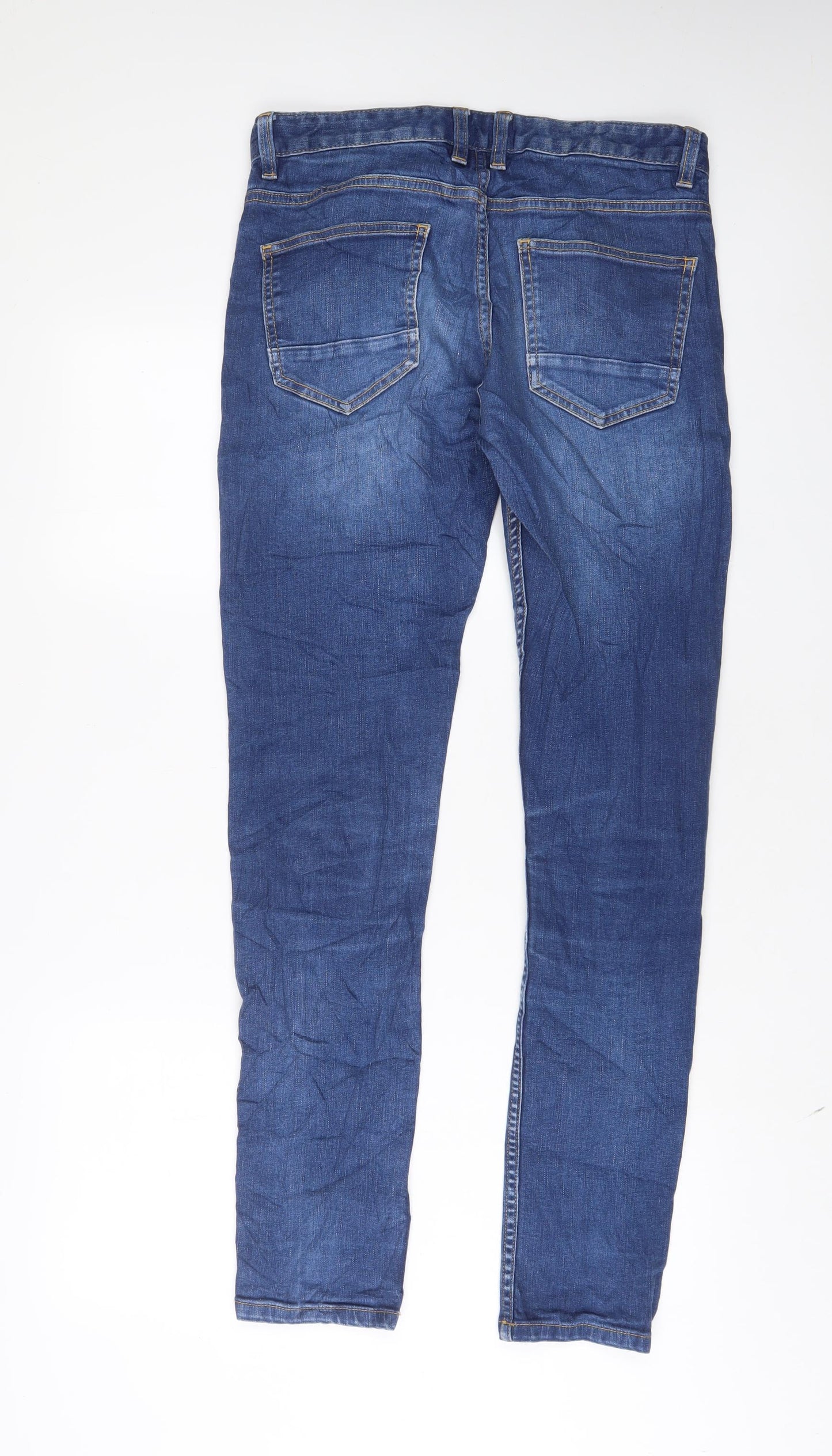 NEXT Mens Blue Cotton Skinny Jeans Size 30 in L33 in Regular Zip - Long Leg