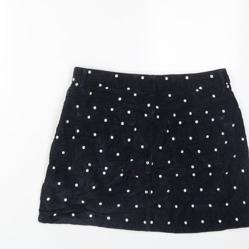 Topshop Womens Black Polka Dot Cotton A-Line Skirt Size 12 Zip